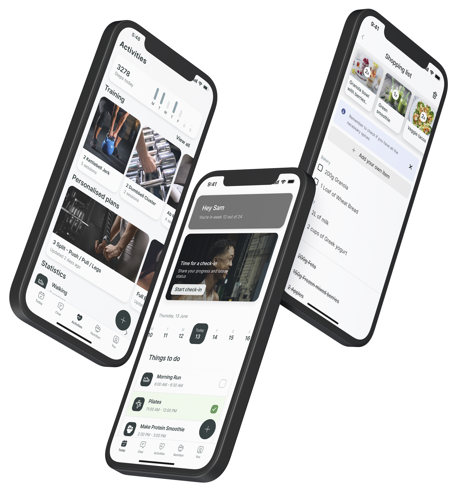 A mockup of the coaching app showcasing the features.